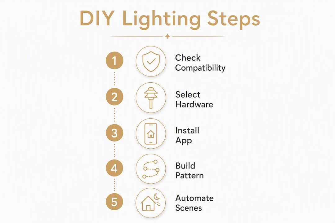 Infographic showing DIY smartphone lighting steps