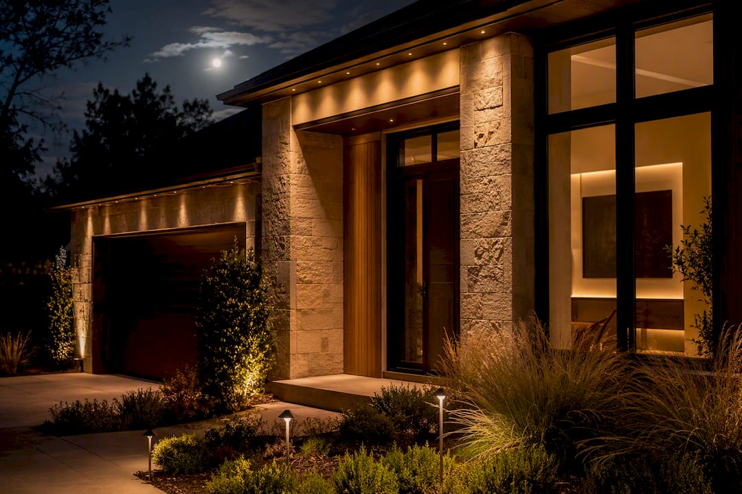 The Real Role of Invisible Track in Lighting Design Warm architectural lighting accenting house facade at night