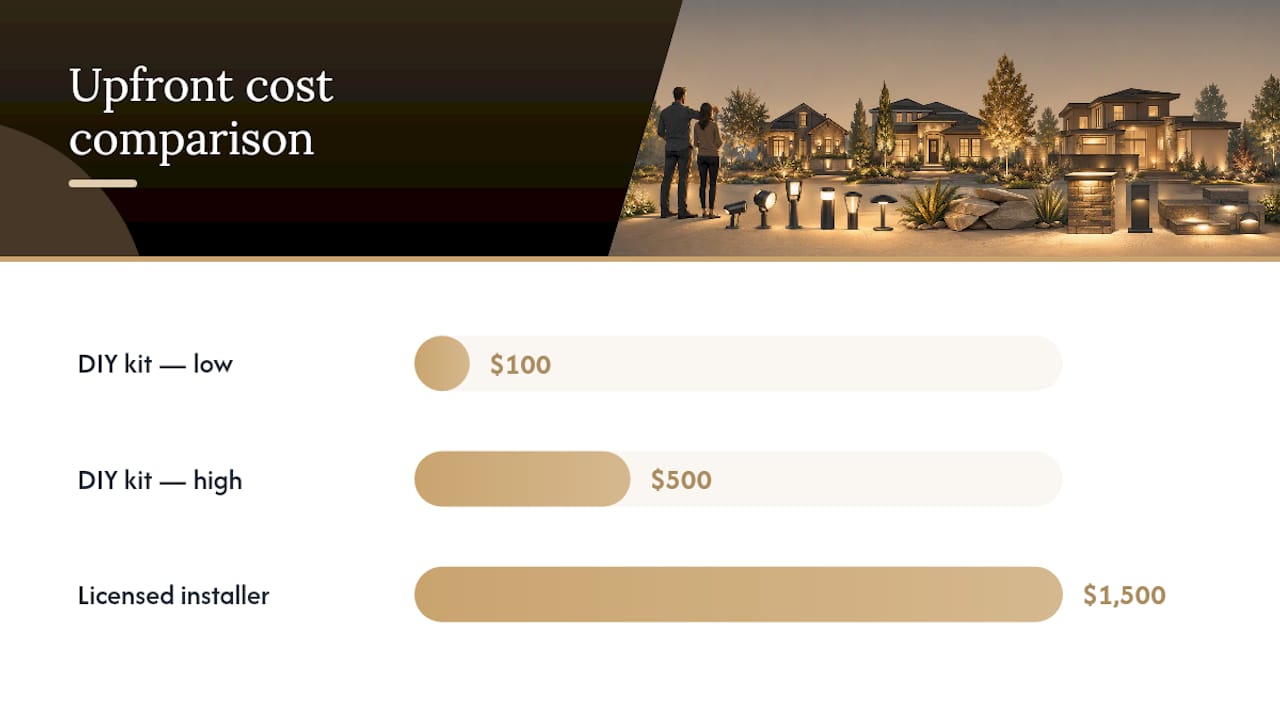 Landscape Lighting Cost: What U.S. Homeowners Pay in 2026 DIY versus licensed electrician landscape lighting cost comparison