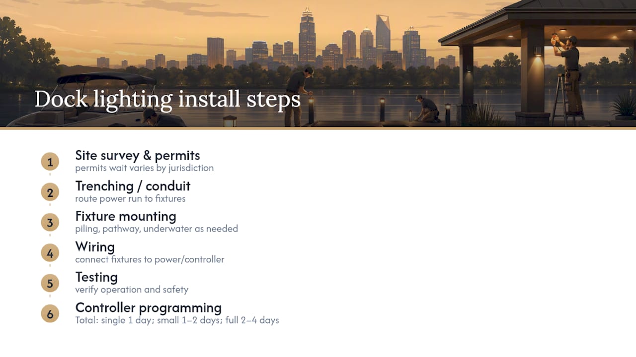 Timeline of dock lighting installation process steps and durations