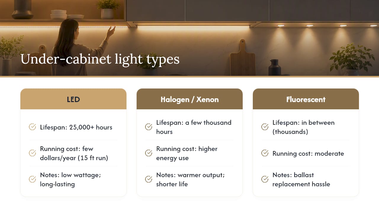 Stop Seeing Dots: COB Tape and Under Cabinet Lighting for Homeowners What Under Cabinet Lighting Actually Costs Over Time — overview diagram