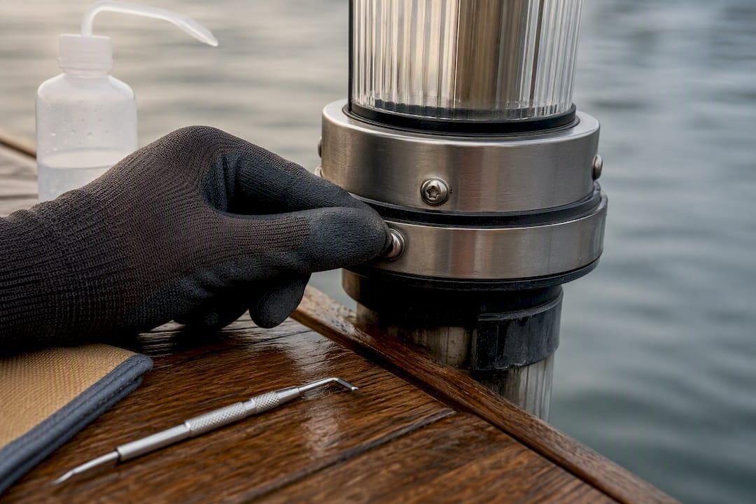 Inspecting a dock light gasket and fastener