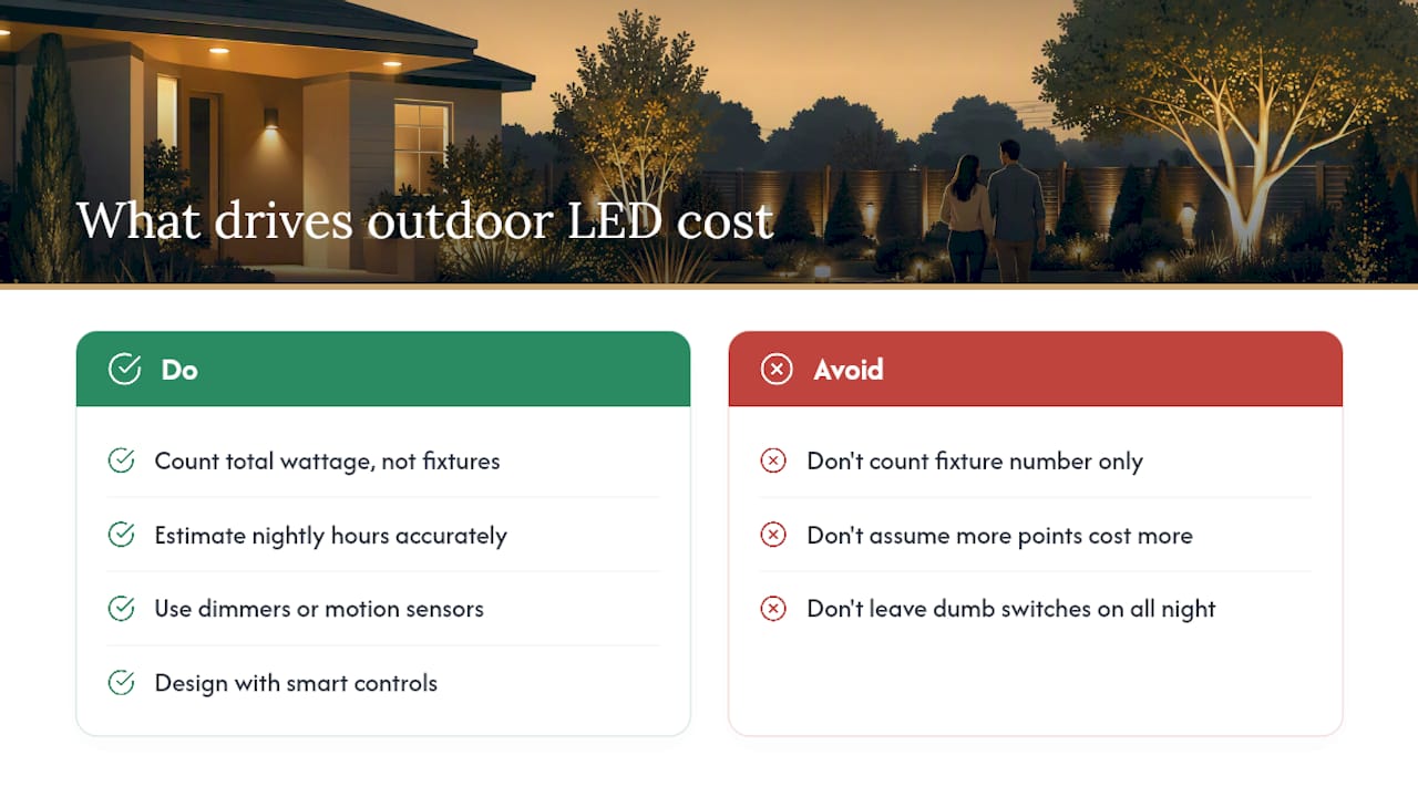 Why Homeowners Overestimate Their Outdoor LED Costs — overview diagram