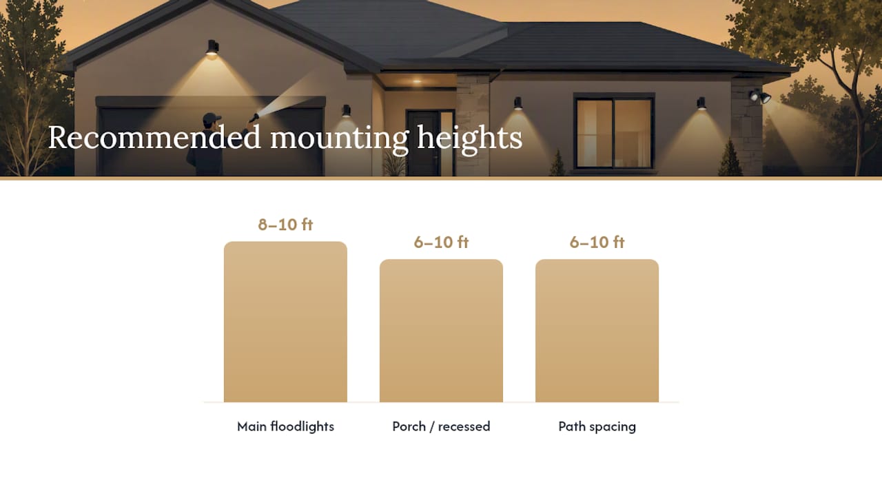8–10 ft Security Lighting Placement for Homeowners, 5 Minute Test Diagram of security light height and angle