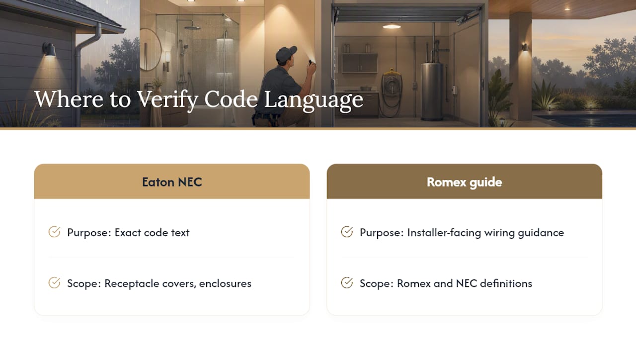Classify Wet vs Damp Locations: NEC Rules for Homeowners & Installers Where to Verify the Code Language Yourself — overview diagram