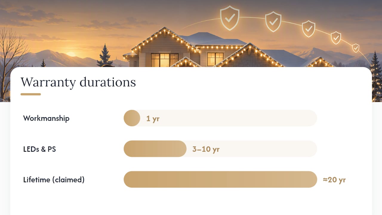 Permanent Christmas Lights Warranty Coverage and Duration Examples — overview diagram