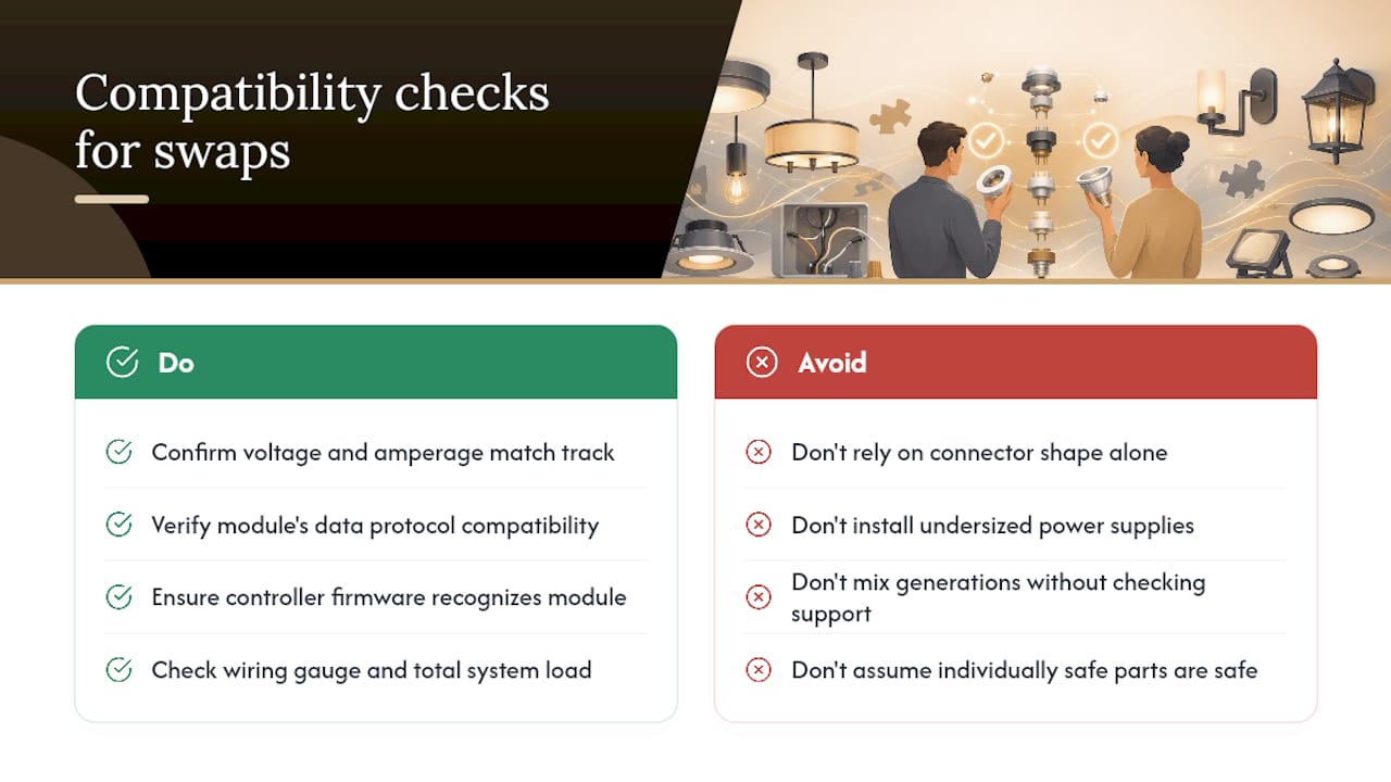 Lighting replacement part compatibility checks