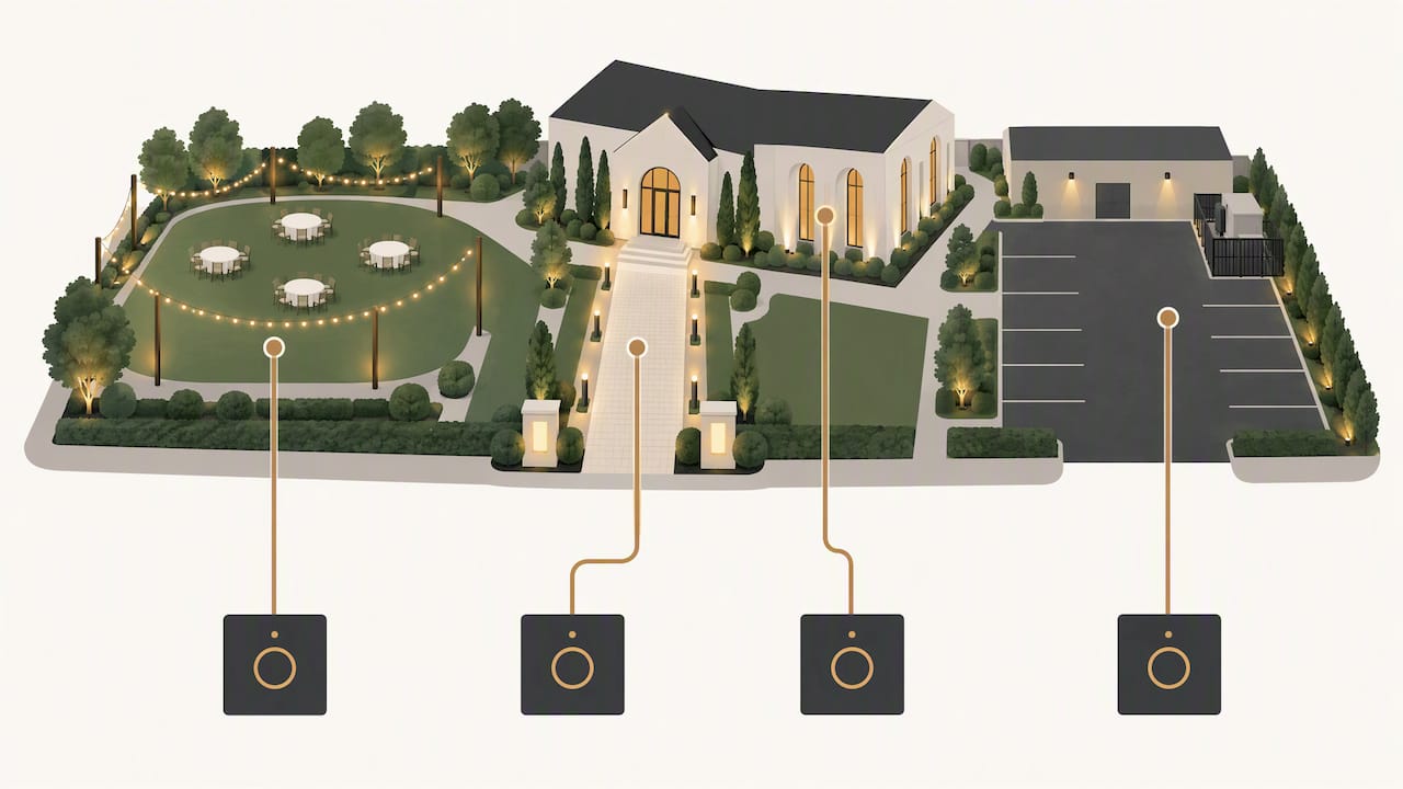 Four venue areas on independent lighting zones