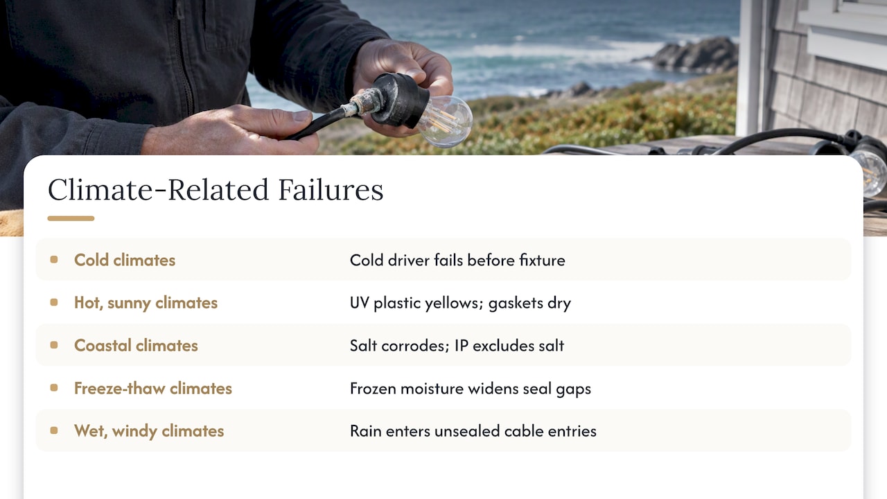 What do weather rating failures look like in real climates? — overview diagram