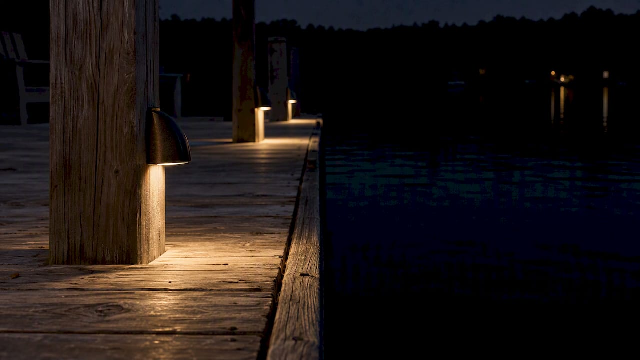 Wildlife Friendly Dock Lighting: Beyond Amber LEDs Low shielded fixtures lighting dock boards