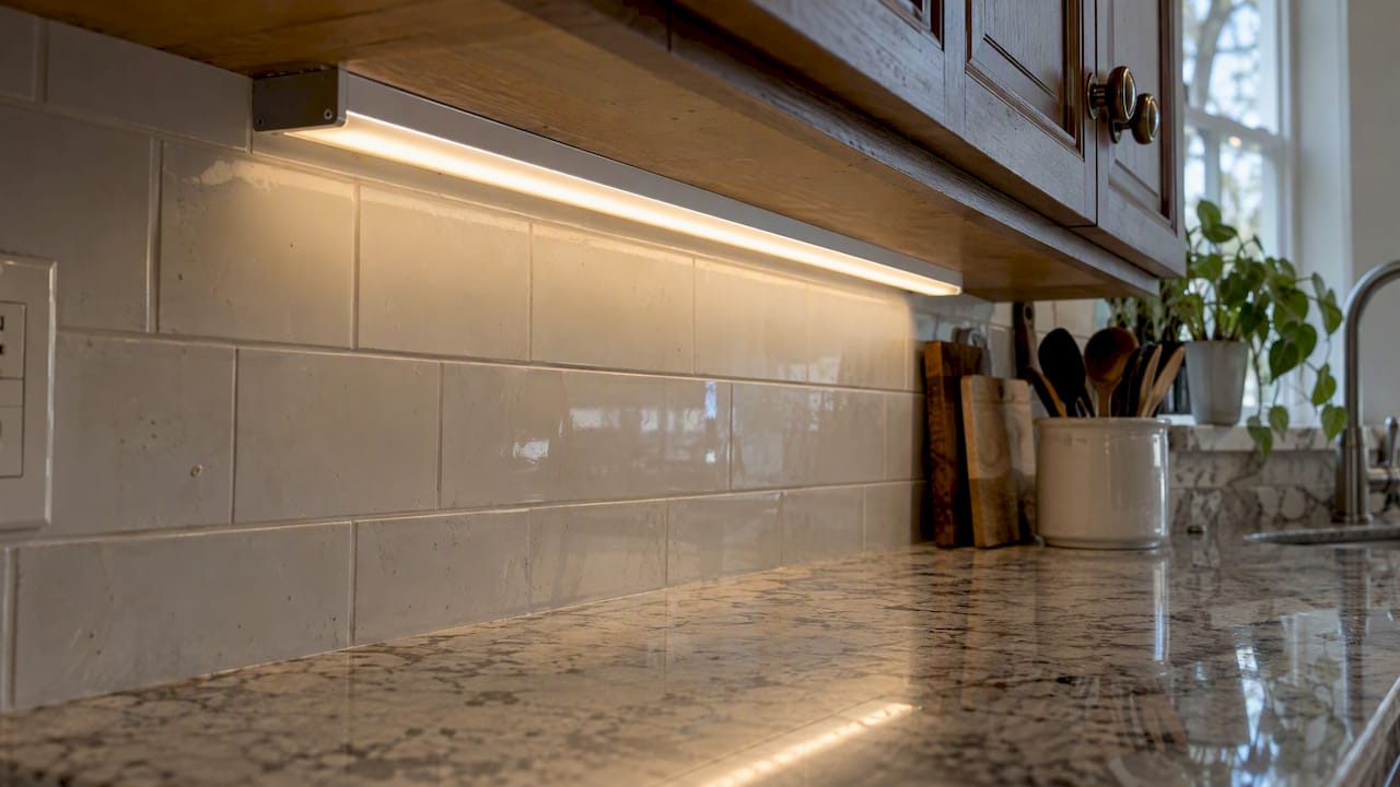 Diffuser channel softens under-cabinet LED light