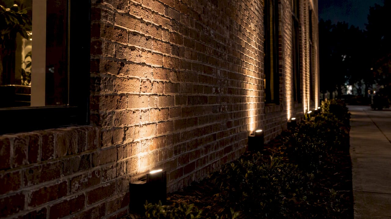 Grazing light reveals commercial brick texture