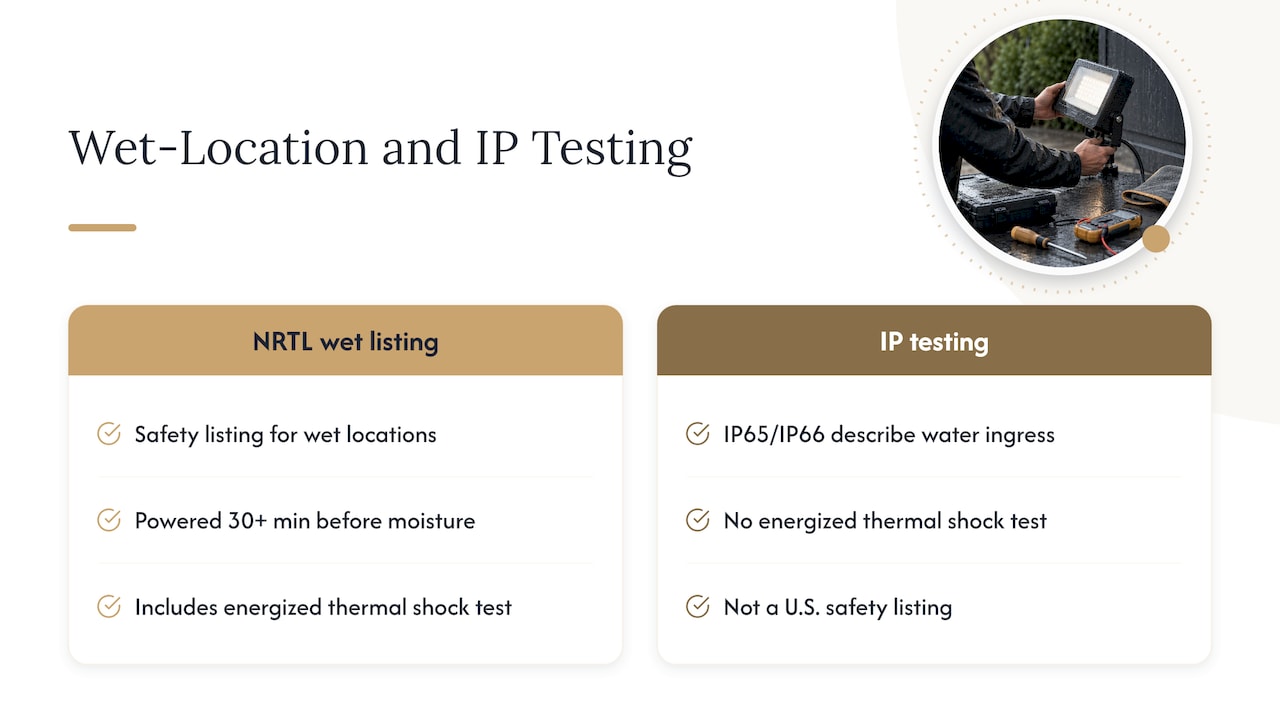 Storm Proof Outdoor Lighting: What Holds Up in Charlotte Comparison of wet-location and IP testing