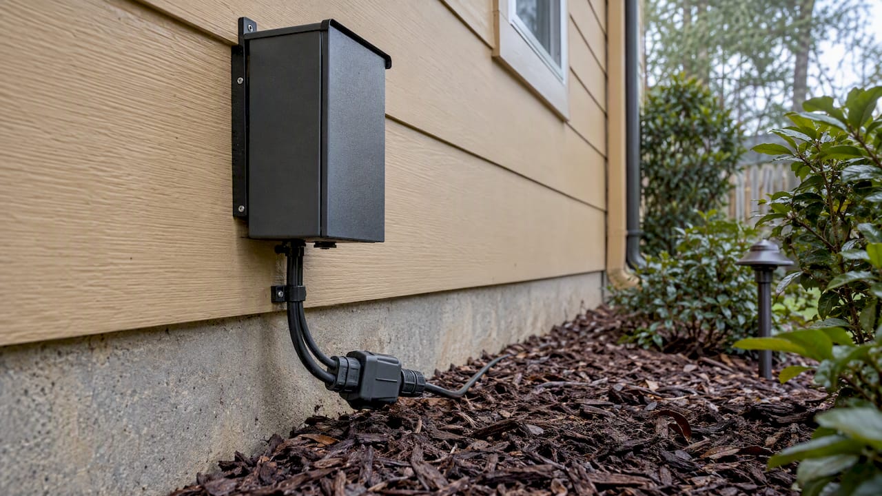 Low-voltage transformer and weatherproof landscape wiring